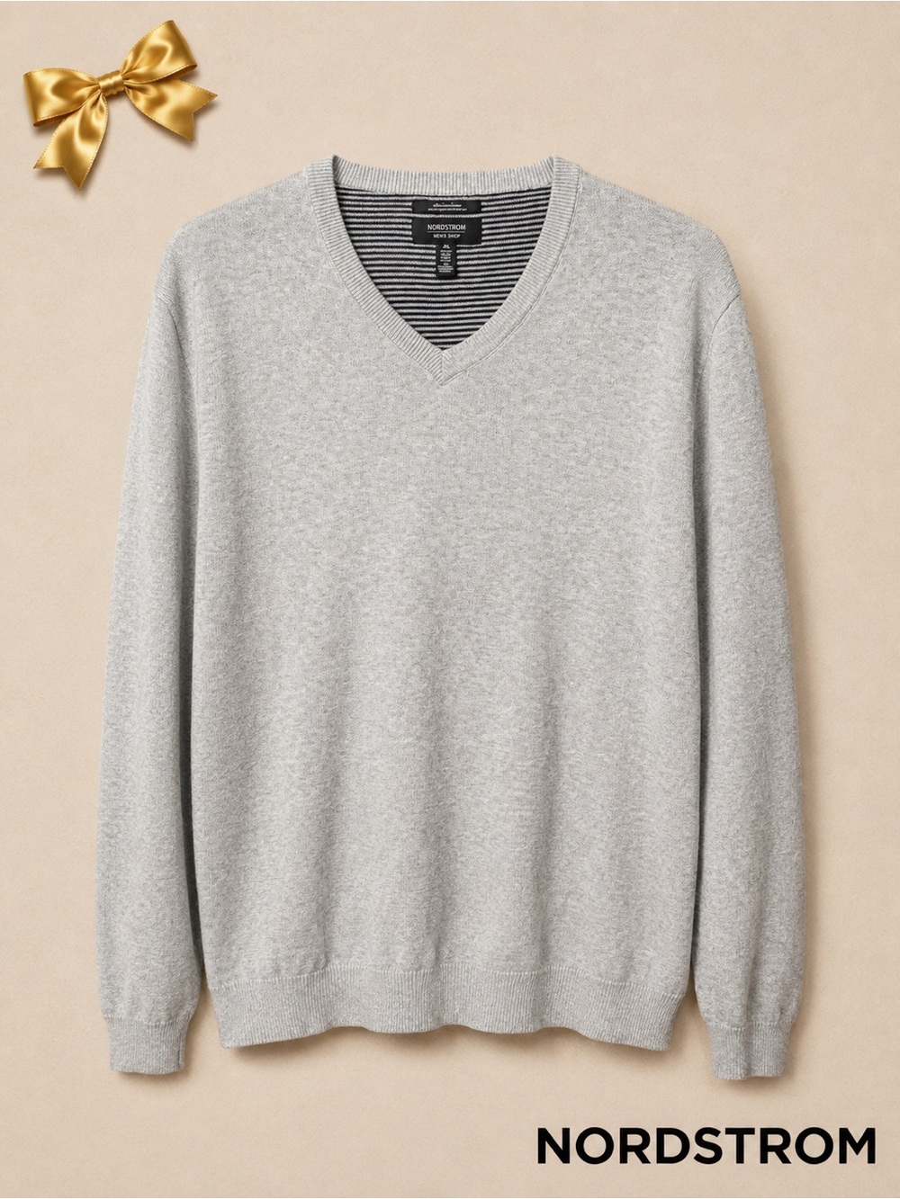 Nordstrom Men’s Shop XL Gray V-Neck Cotton Cashmere Sweater